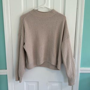 Hollister chenille mock neck tan sweater